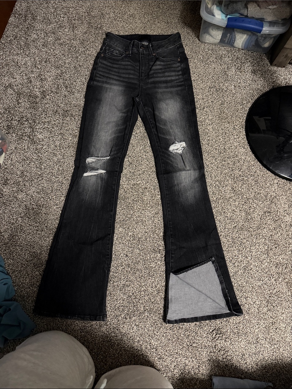 Buckle Black Distressed Flare Jeans
